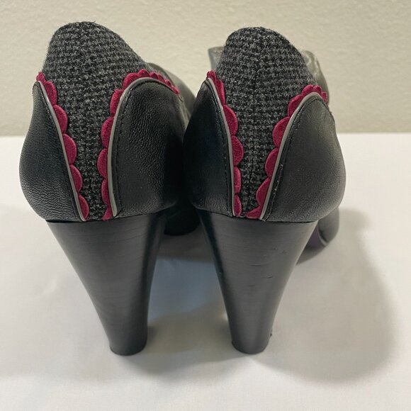 POETIC LICENCE LONDON "Backlash" Heeled Oxford Black/Burgundy 9/9.5 - Picture 5 of 13